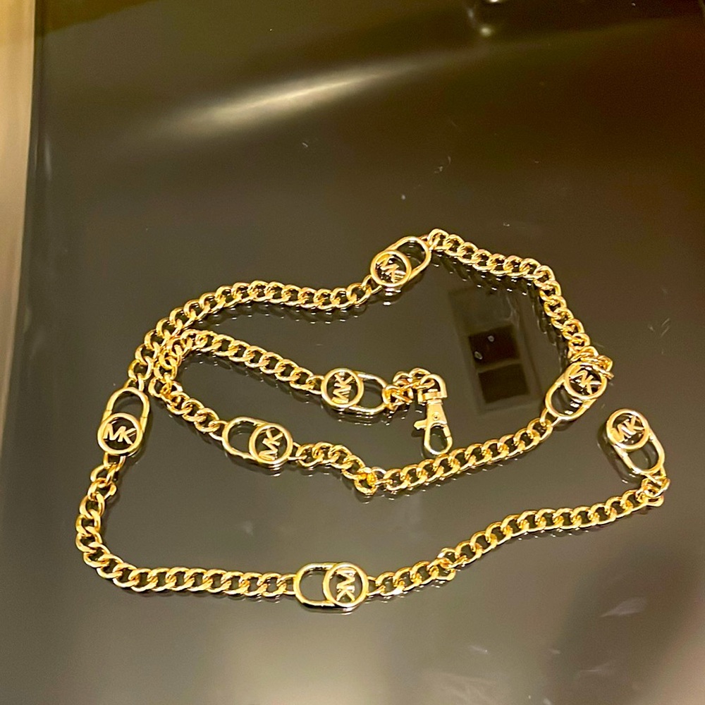 Michael Kors Women's MK Logo Metal Chain Belt